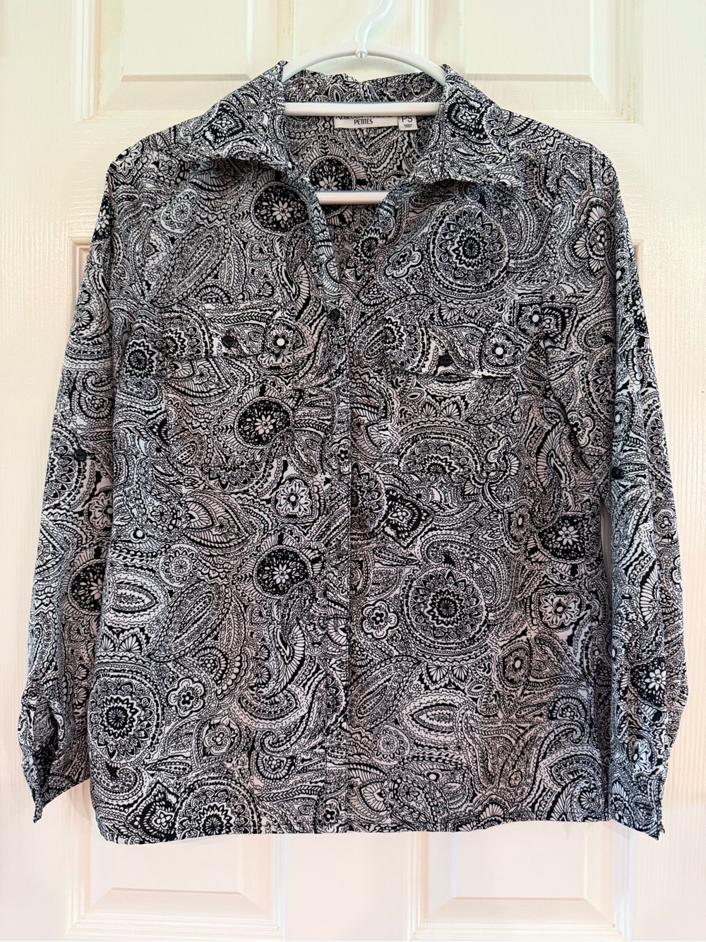 Rebecca Malone Black & White Paisley Button-Front Shirt